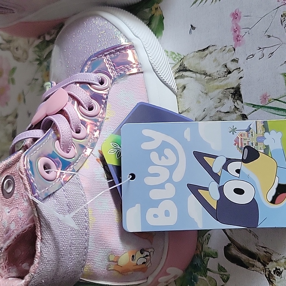 Bluey Glittery Pink Kids Shoes with Heart Accents